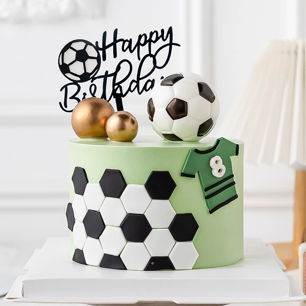 Football Boy Cake Decoration Football Field Player Doll Cupcake Top Happy Birthday Decoration Sports Children's Party Supplies