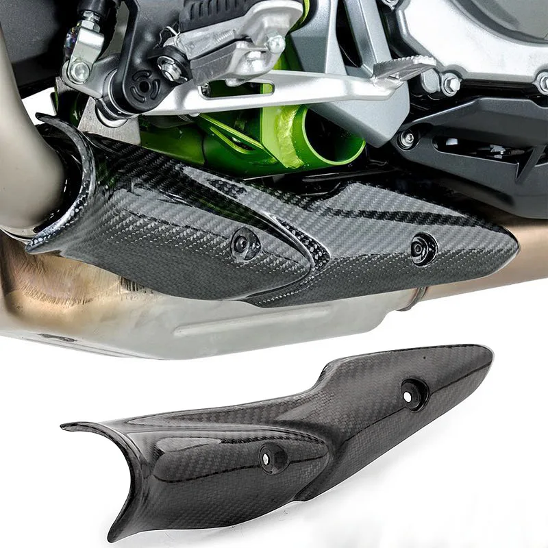 Sistema de escape para motocicleta Kawasaki Z900, tubo de enlace medio, cubierta de protección térmica de fibra de carbono, carcasa antiescaldado