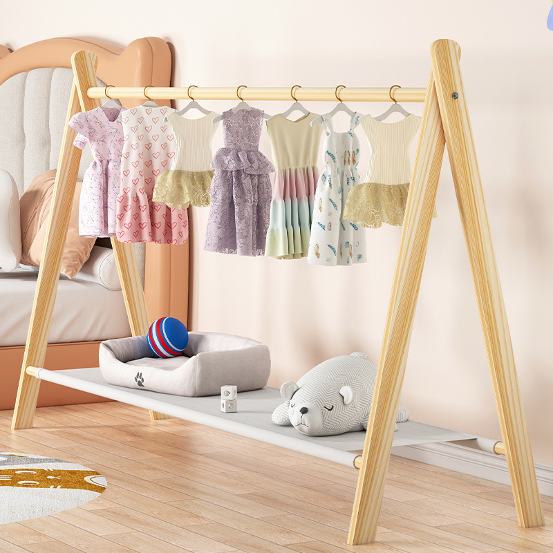 Pet floor hanger dog wardrobe solid wood puppy cat wardrobe coat rack dog hanger small clothes storage rack