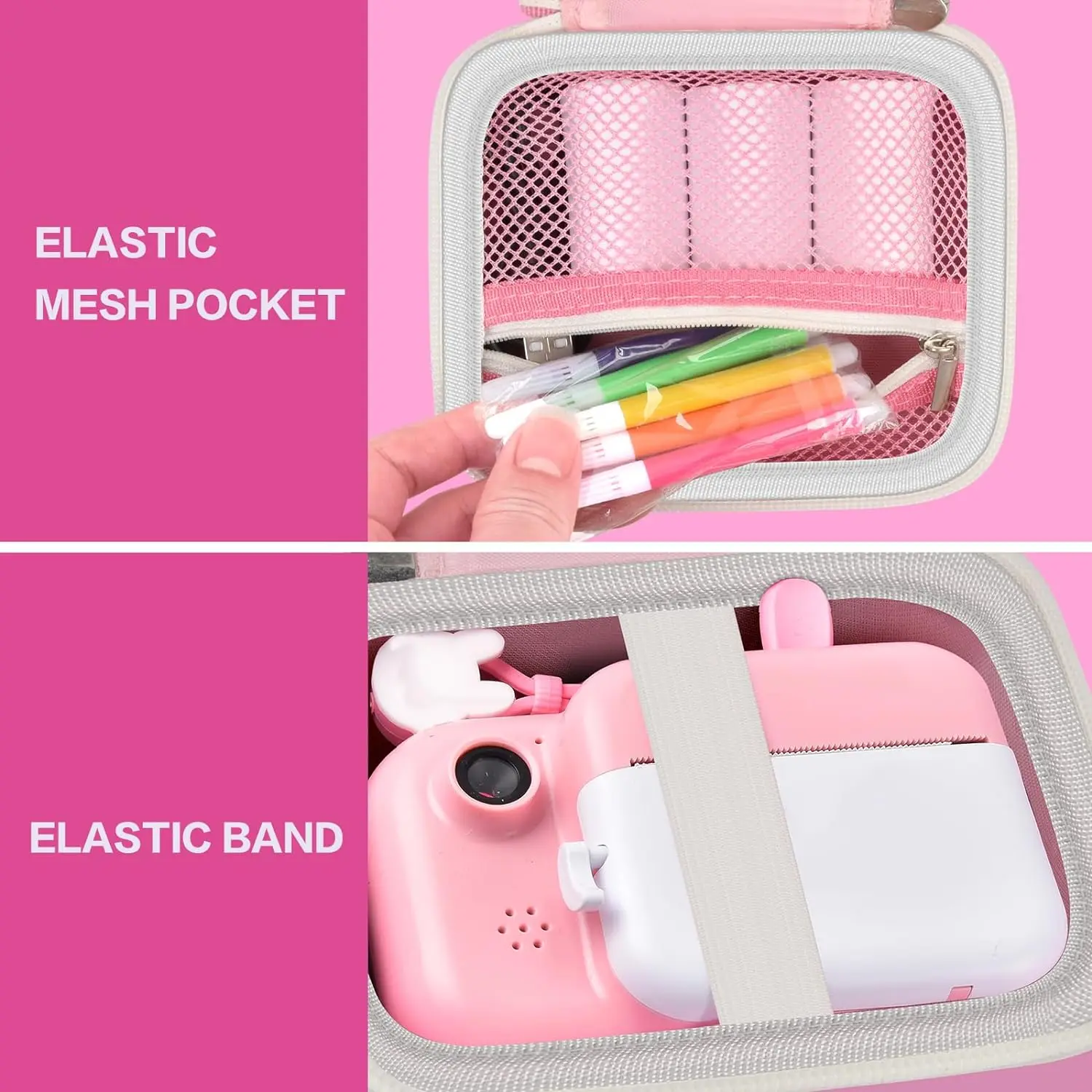 Kid's Camera Case Compatível com Câmera Instantânea para Crianças, Câmeras de Vídeo Digitais, Saco de Armazenamento para Meninas, Criança