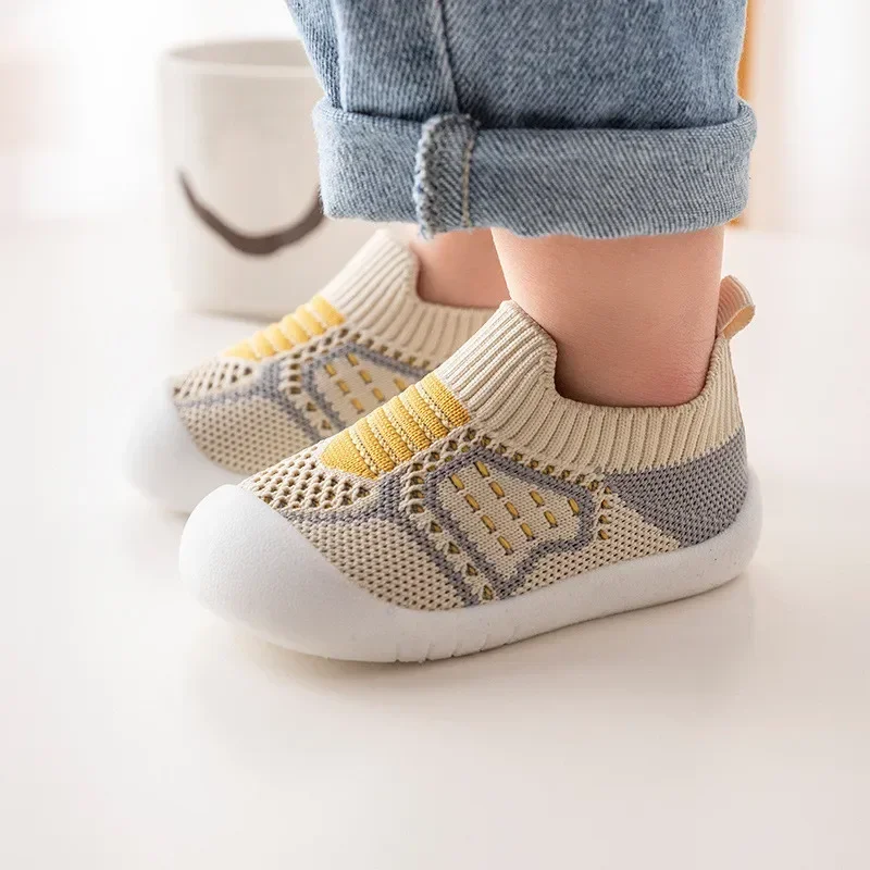 รองเท้าเด็ก Anti-SLIP Breathable ทารก Crib ถุงเท้ายาง Sole สําหรับเด็กหญิงเด็กชายรองเท้าตาข่ายรองเท้าแตะด้านล่างนุ่ม