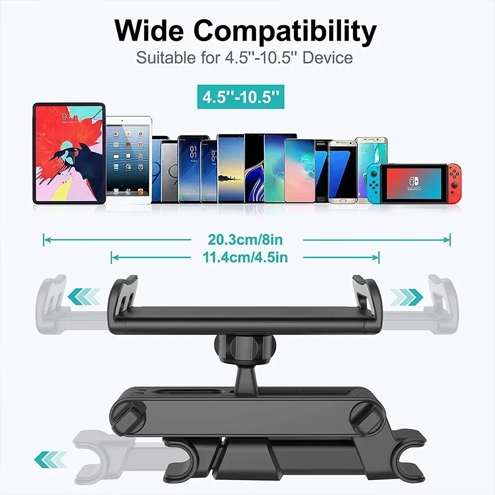 Suporte universal para encosto de cabeça do banco traseiro do carro, para ipad air 1 2 4-11 tamanhos, rotação 360, mini tablet pc, suporte para telefone automotivo
