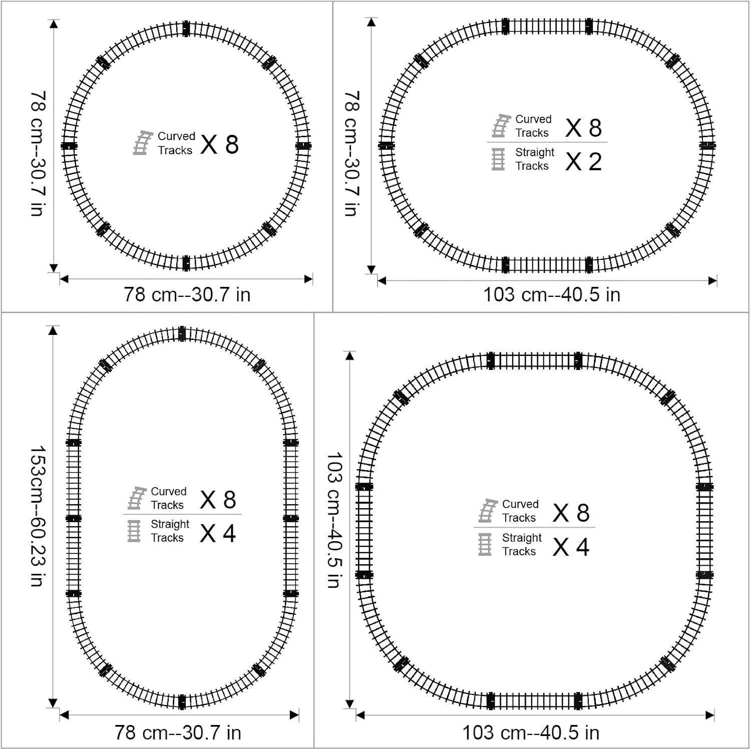 Pacote de expansão de trilho de 5cm de largura para ferroviário rei clássico trem da cidade pista flexível trilhos curvos retos bloco de construção brinquedo