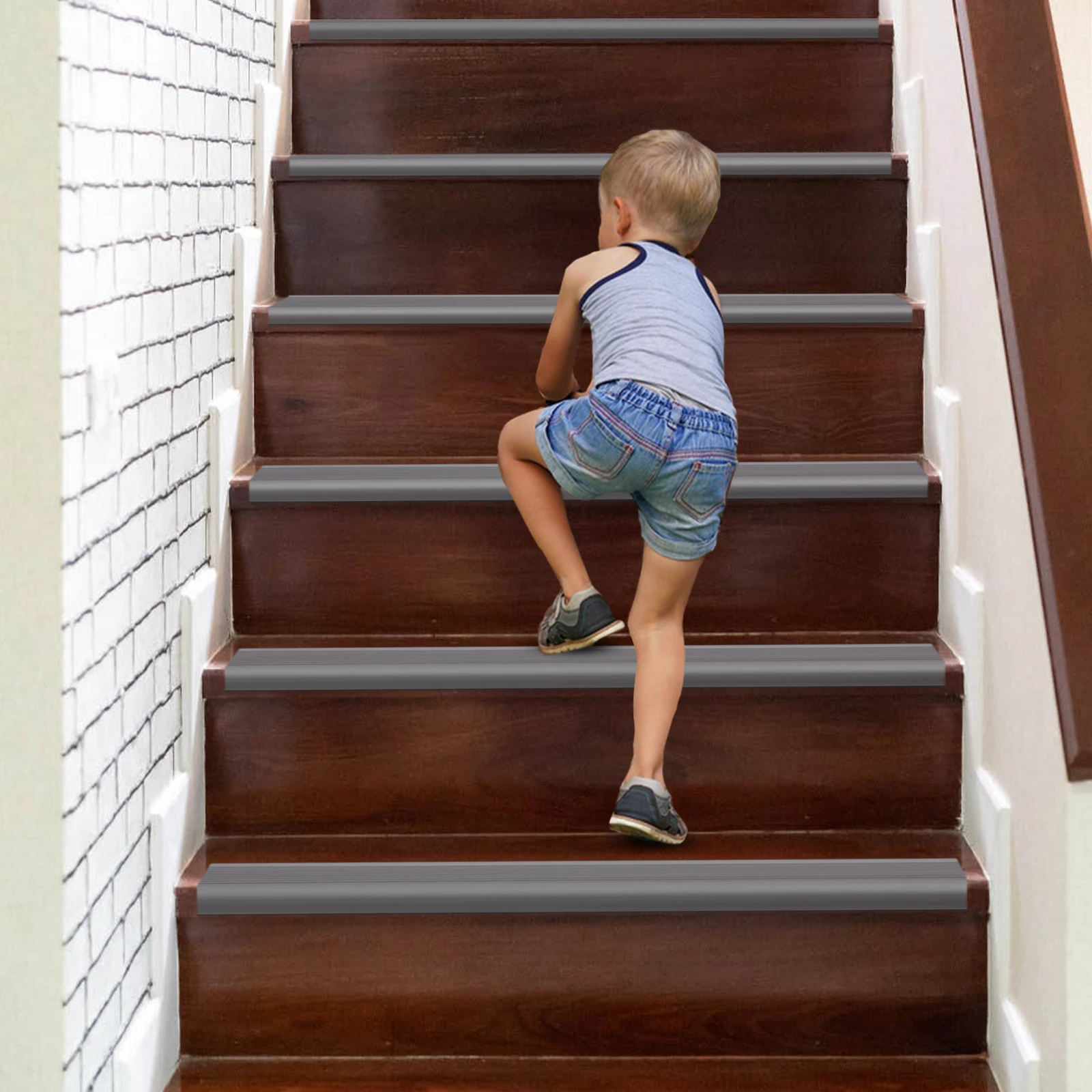 Tira de escalera antideslizante de 10m, tira de borde de escalera autoadhesiva, tira de borde de escalera de PVC Flexible