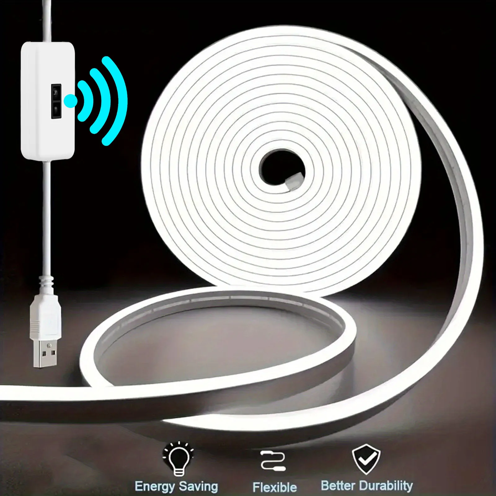 Sensor de movimento neon led luz tira usb interruptor regulável sinal de néon flexível corda de silicone toupe à prova dwaterproof água para casa decoração ao ar livre