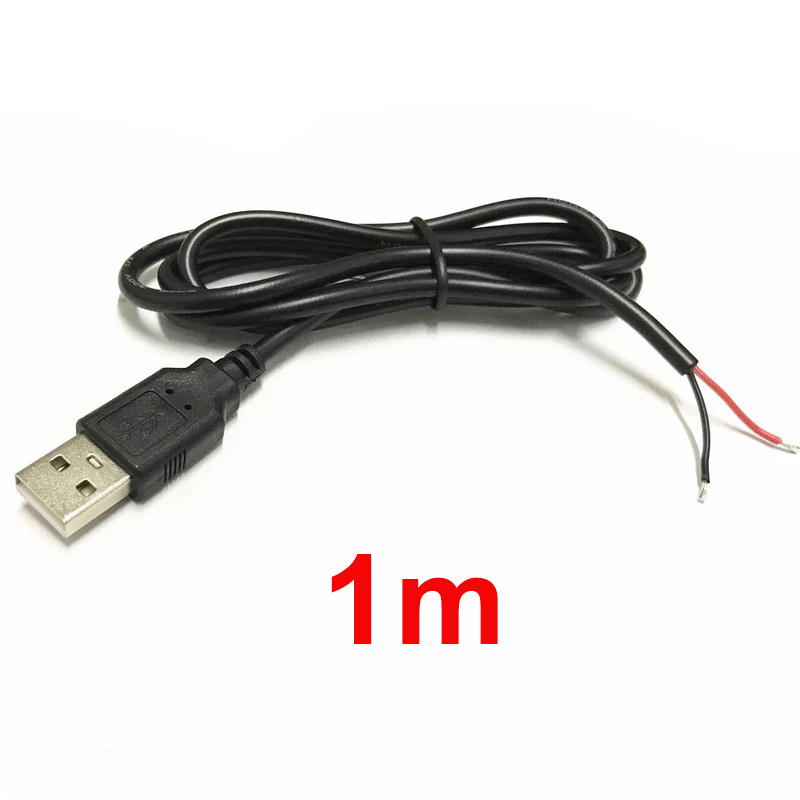 5 В USB 2,0 2-контактный 2-проводной разъем «сделай сам», USB-разъем, удлинительный кабель для зарядки, адаптер разъема 0,3 м/1 м/2 м