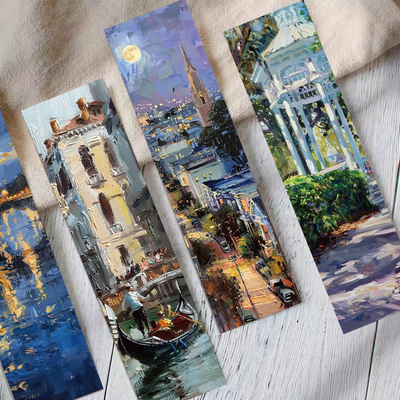 30PCS Ölgemälde Landschaft Lesezeichen Zimmer Laptop Hintergrund Wand Dekor Gepäck Ästhetische Dekorationen Kunst Bild Karte Lesezeichen