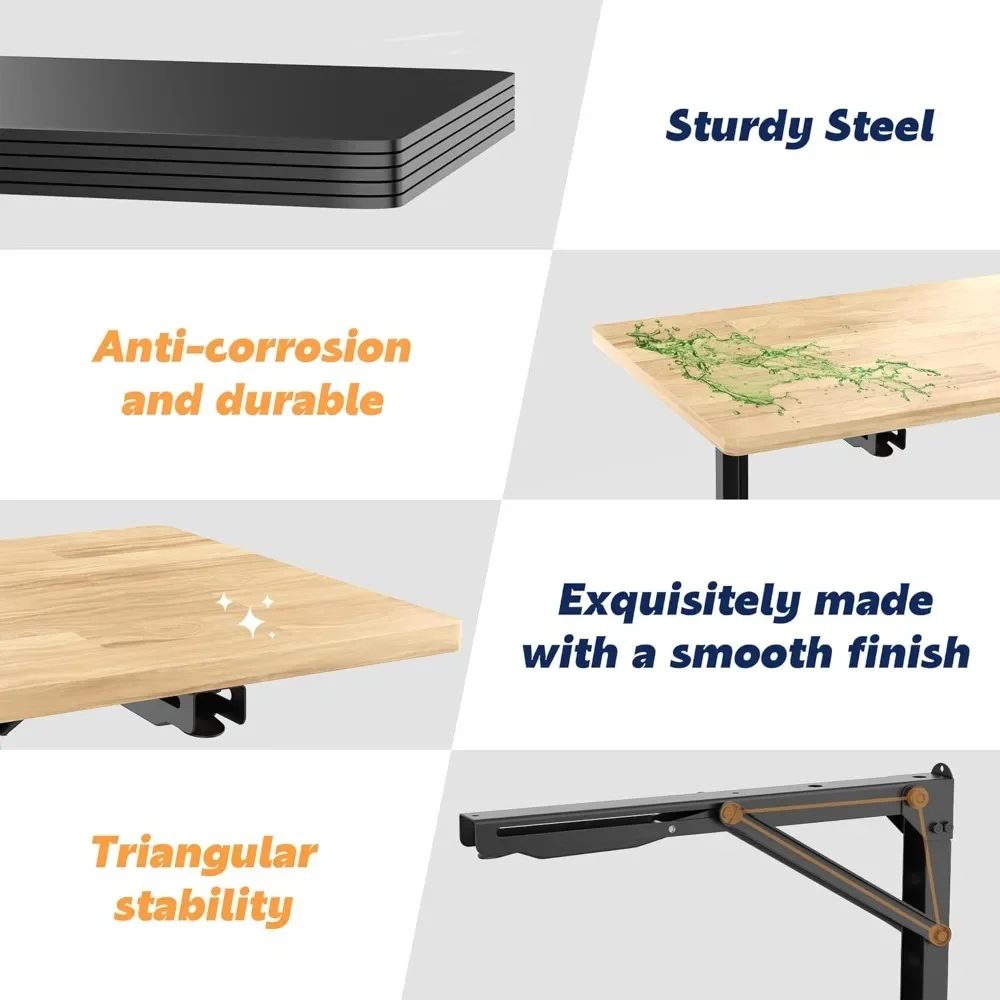 48" Wall Mounted Folding Workbench, Heavy Duty Foldable Work Table, Garage, Office, Home, Holds Up to 550 lb