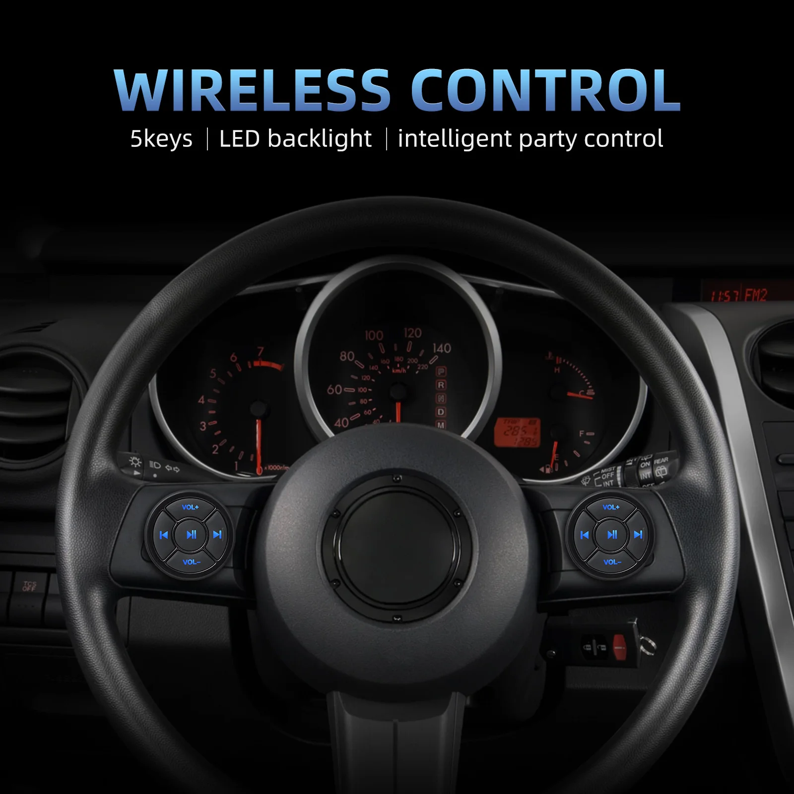 Bluetooth-compatível carro motocicleta bicicleta volante sem fio controle remoto leitor de música botão mídia para ios android telefone