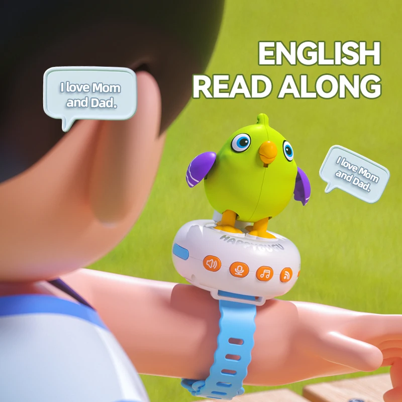 Multifunktions-Vogeluhr für Kinder, klanggesteuerte Induktion, Lernspielzeug, Kinder, Geschenk, Ai, interaktives Cartoon, wiederholte Vögel