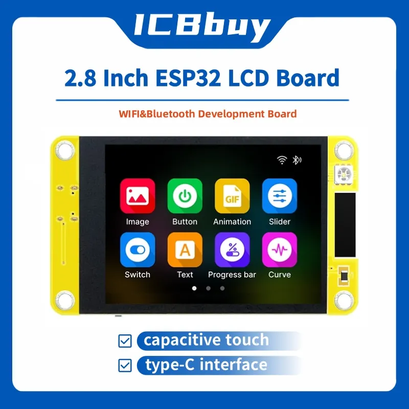2.8 Inch 240*320 Capacitive Touch Screen WROOM ESP32 Arduino LVGL WIFI&Bluetooth Development Board 2.8" LCD TFT Module Type-C