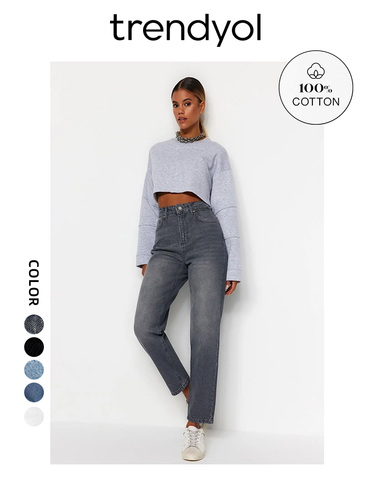Trendyol TYZA Damskie 100% bawełniane dżinsy z wysokim stanem New Spring Autumn Skinny Fit, wielokolorowe spodnie Casualowe spodnie