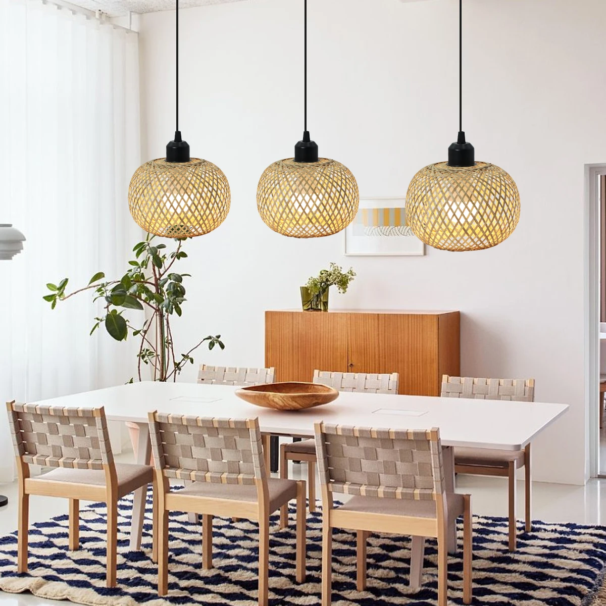 Bambus Pendelleuchte Natürliche Rattan Kronleuchter E27 Handstricken Café Restaurant Wohnzimmer Dekor Hängelampe Innen