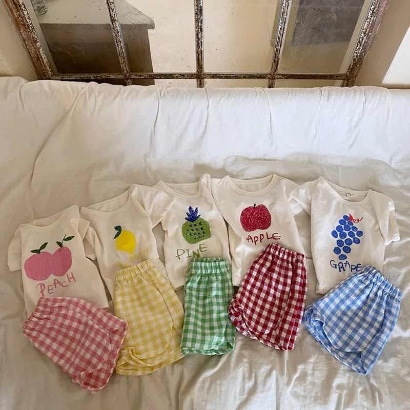 Conjuntos de pijamas para bebé, pijamas de algodón para niño, pijamas de verano sin mangas para bebé, ropa de casa de dibujos animados para niño
