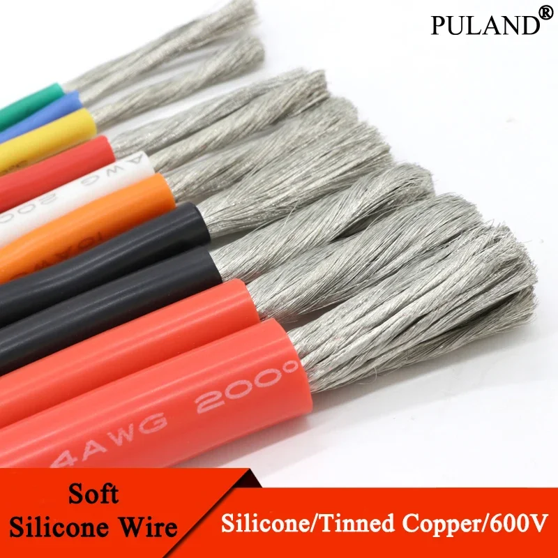 1M/5M Nhiệt Cáp 30 28 26 24 22 20 18 16 15 14 13 12 10 AWG Cực Mềm Dây Silicone Cao Nhiệt Độ Linh Hoạt Đồng