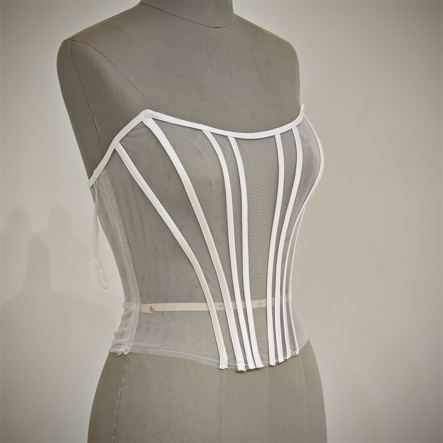 Wykonany na zamówienie damski seksowny gorset z iluzją Tiul z kościami Suknia ślubna Odzież wewnętrzna Grils Shapewear Body Restraint Bodice Of Bride