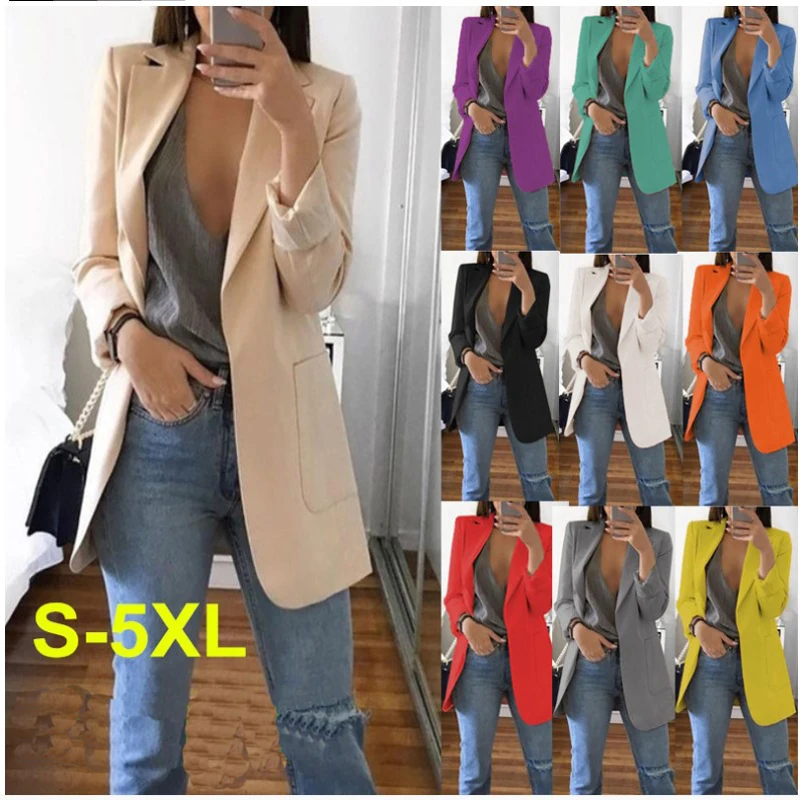 Plus size blazer roupas femininas casual cardigan outono inverno casaco sólido grande casaco lapela jaqueta graça moda exterior wear