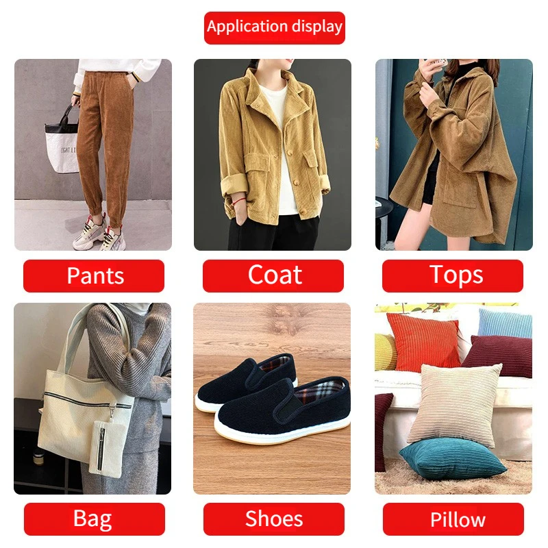Kain Korduroi Tebal Per Meter untuk Celana Mantel Bantal Tas Penutup Sofa Jahit Diy Lembut Dapat Dipakai Kain Musim Dingin Hangat Polos Khaki Merah Muda