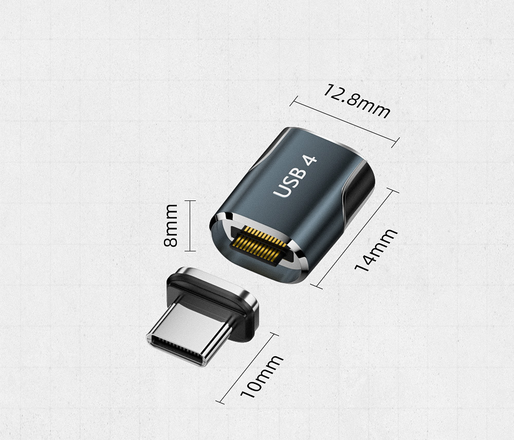 Магнитный адаптер USB4 Thunderbolt4/3 USB C к Type C, 240 Вт, 80 Гбит/с, магнитный преобразователь для быстрой зарядки, кабель-переходник 8K при 60 Гц