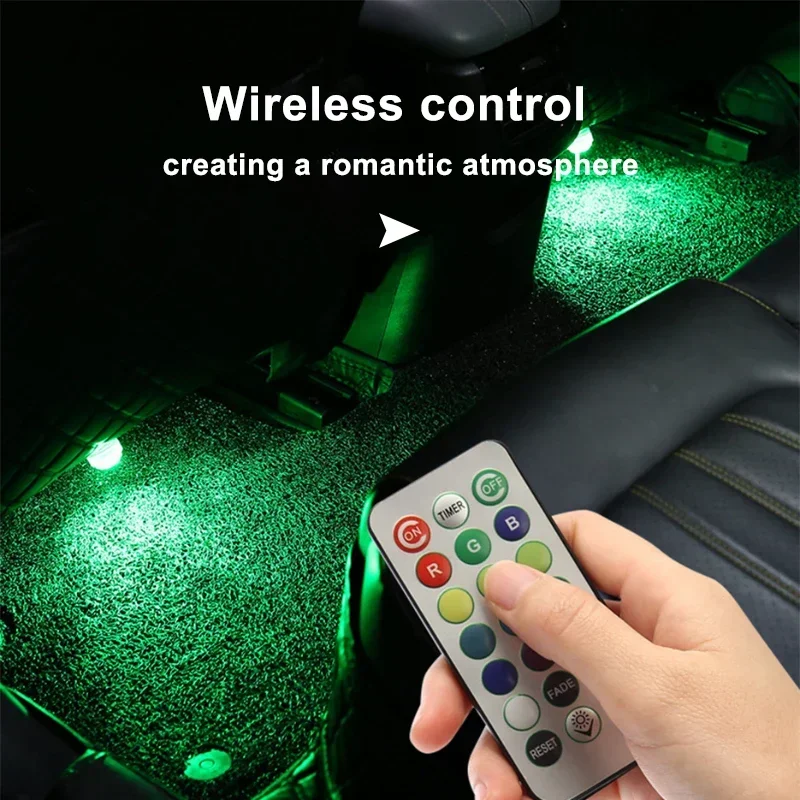 SEAMETAL adhésif sans fil LED voiture intérieur lumière ambiante Auto toit pied atmosphère lampe diamant lumière de plongée télécommande