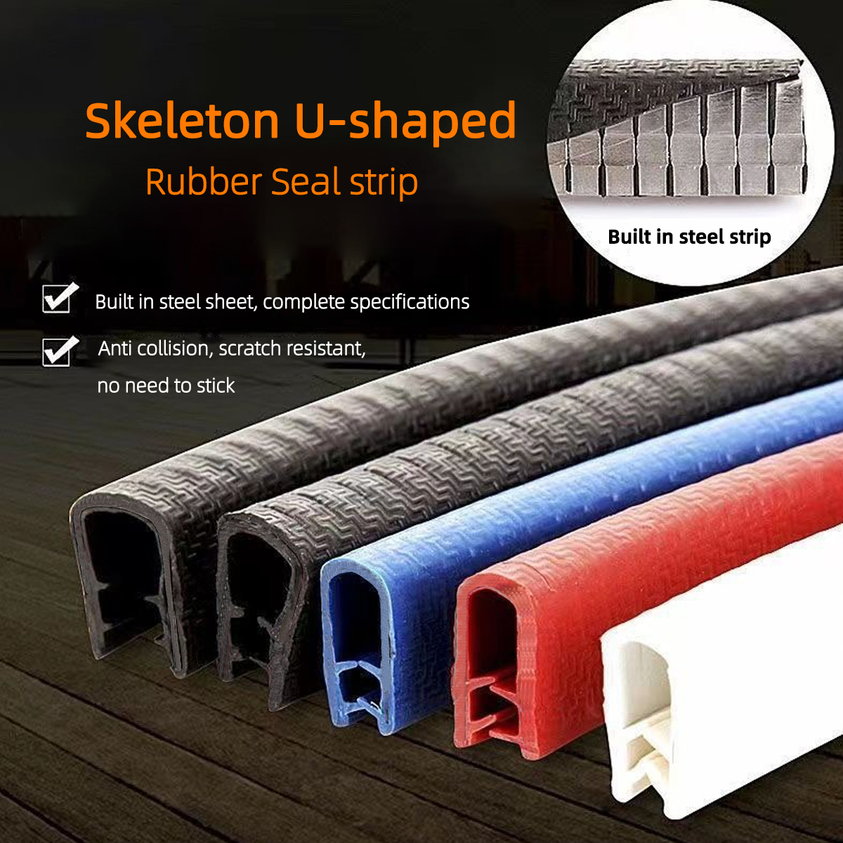 ユニバーサル衝突防止車ストリップ,U字型ドア,ドアサイドシール,見えない,傷防止ゴム,保護,5m