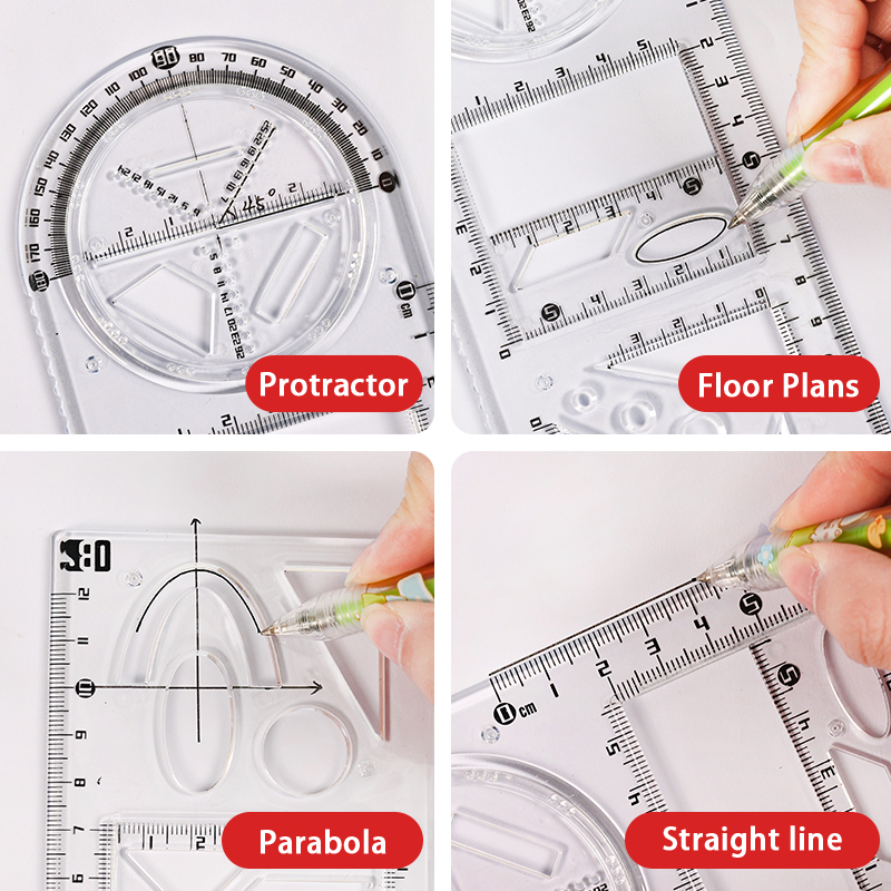 Wielofunkcyjny zestaw linijek z funkcją geometryczną Matematyka Rysunek Szablon Narzędzie pomiarowe dla uczniów Szkolne materiały biurowe