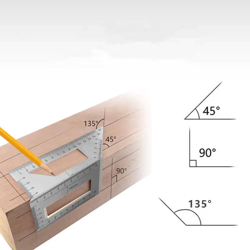 Regla angular de aleación de aluminio, regla para carpintería, regla de giro de 90 y 45 grados, regla de medición tirangular multifuncional, herramientas para carpintería