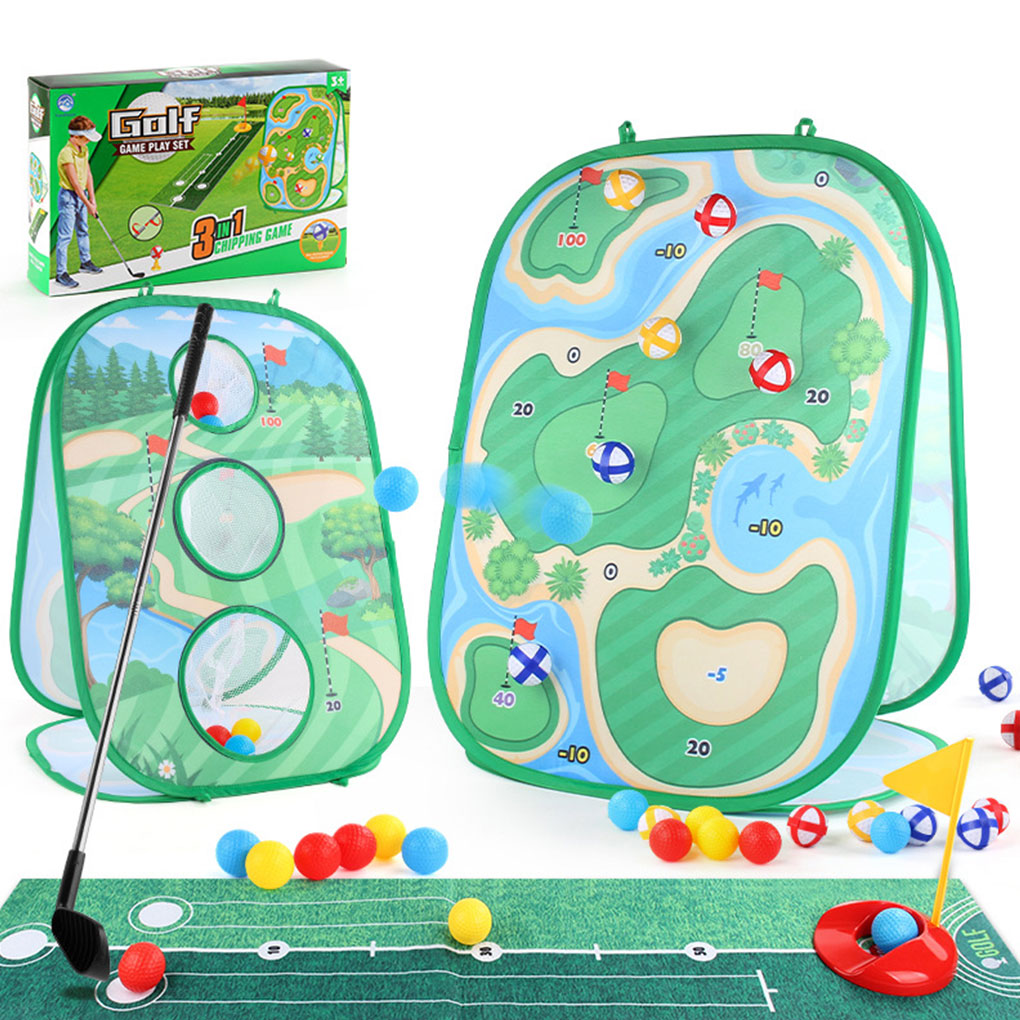 Kids 'Golf Chipping Game Mat Set, Dart Target, Clube de golfe, Sticky Ball, Golf Hitting Training, Jogo ao ar livre