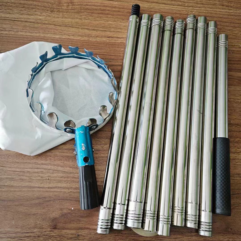 Stainless Steel Splicing Rod Fruit Picker 1.6/2.4/3.2/4M Telescopic Pole High Tree Orchard Picking Tool For Farm Garden Supplies