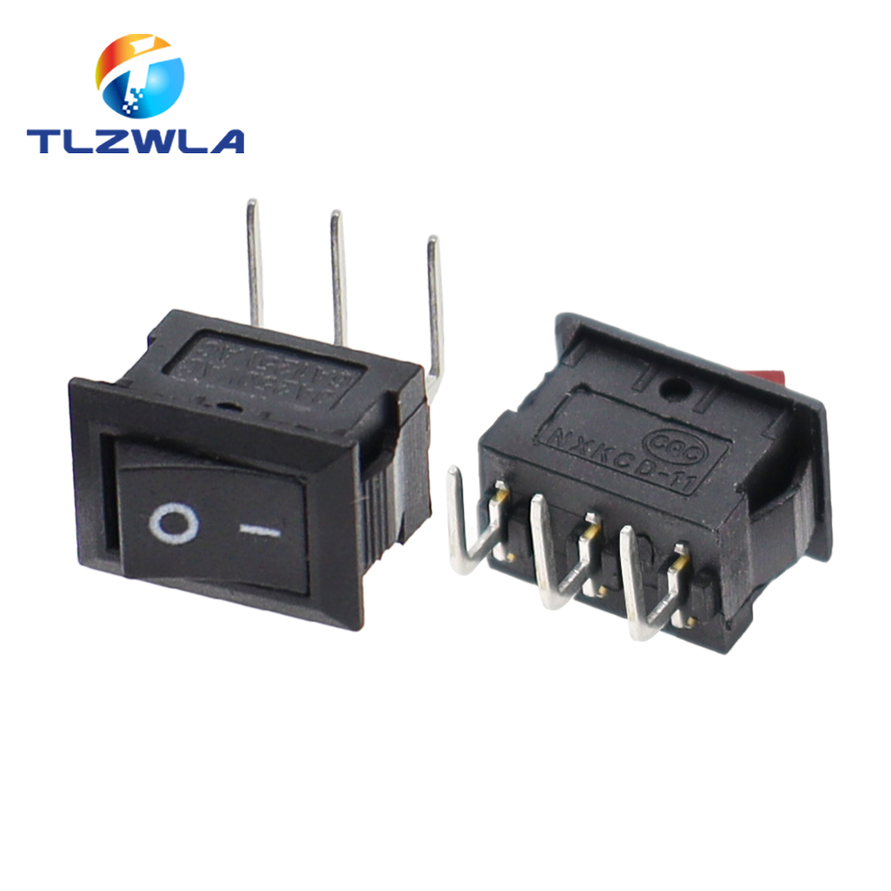 10 Chiếc KCD11 Đính Đá Công Tắc 10*15Mm Mini Nút Nhấn Công Tắc ON-OFF/ON-OFF-Trên 2 Chân/3 Chân 3A 250VAC / 6A 125VAC 10x15mm