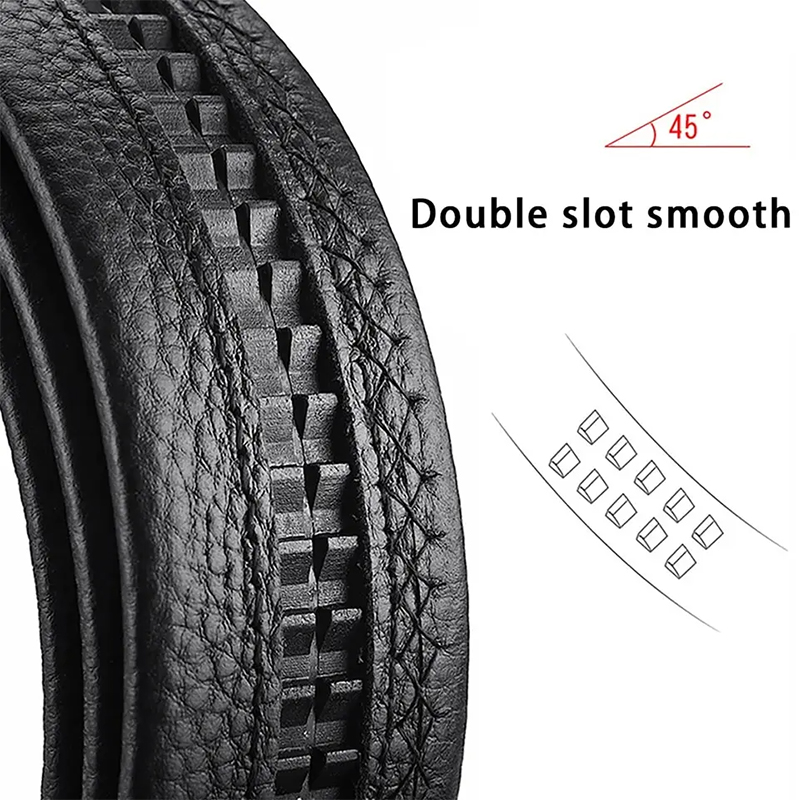 2Pcs Men's Belt Fashion Without Buckle High End Belts Black Soft PU Leather Men Belts Body No Buckle Strap