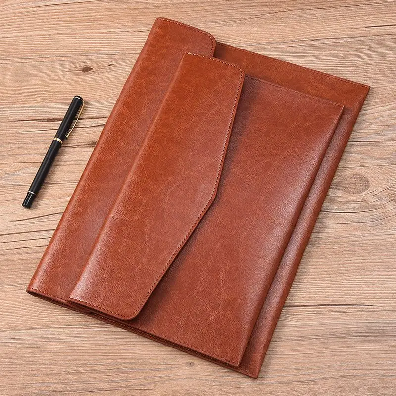 A6 A5 A4 Leather File Folder Data Package Document Bag Fashion Briefcase Data Contract Bill File Bag School Office Supplies