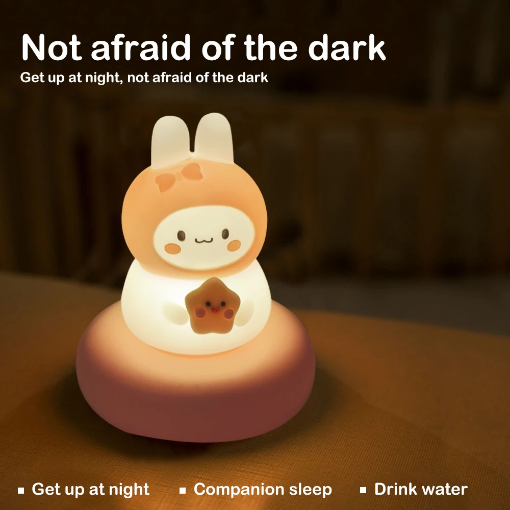 Veilleuse en forme d'animal mignon, nouveauté, 3 niveaux, variable, veilleuse pour pépinière, lampe de Table Rechargeable par USB pour l'allaitement, bébé en bas âge