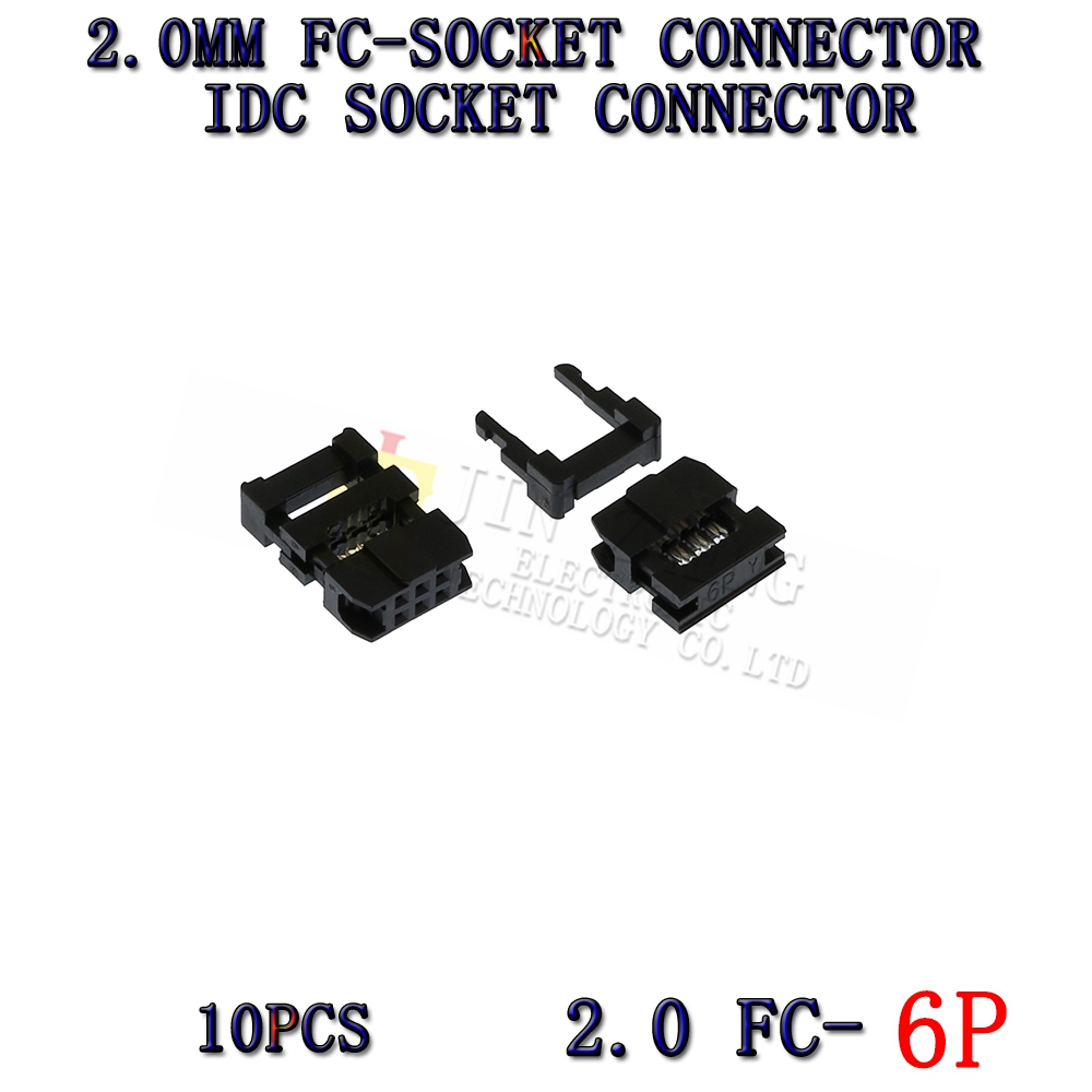 10pcs 2mm 2.0mm Pitch FC 6/8/10/12/14/16/18/20/24/26/30/34/40/44/50 Pin IDC Female Header Socket Connector For 1.0mm Flat Cable