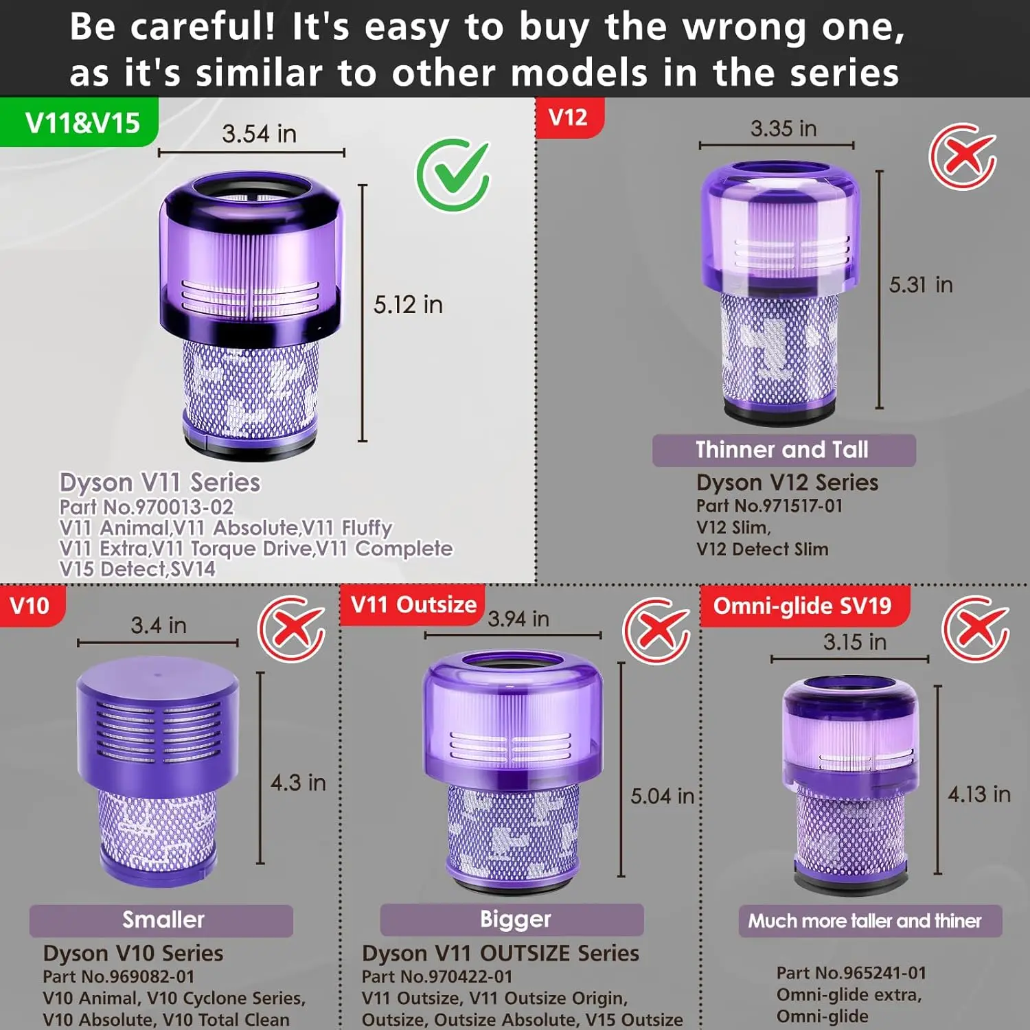 Para Dyson V11 Animal/V11 Unidad de torsión V15 accesorios de detección filtro lavable ciclónico repuestos de aspiradora