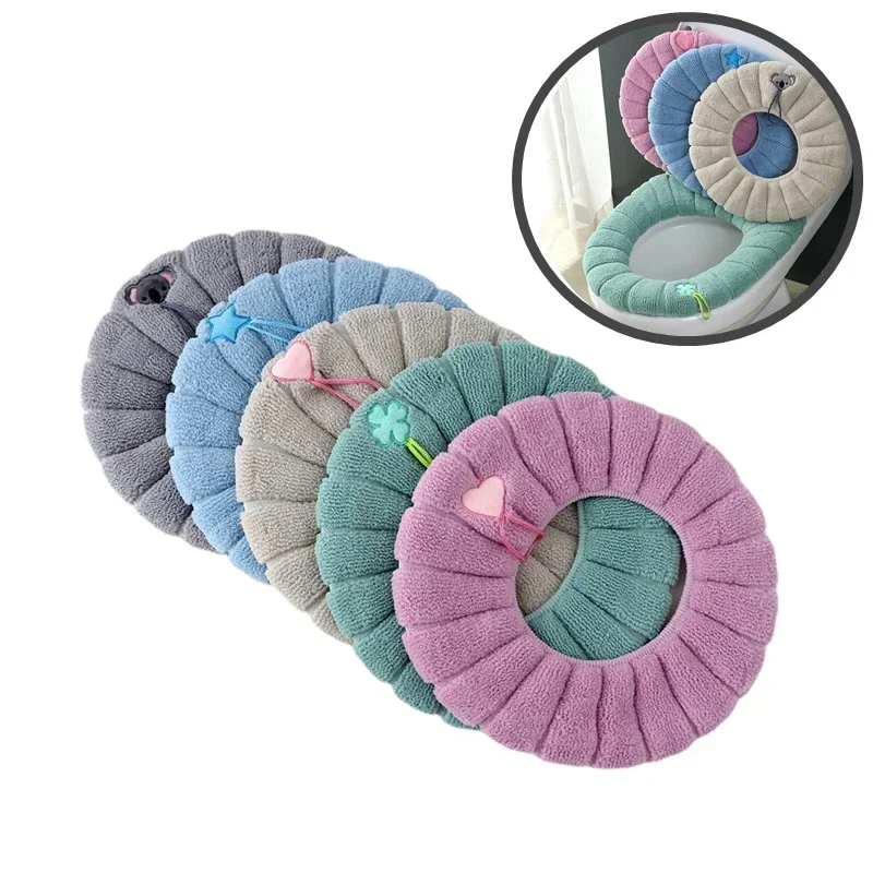 Quente Toilet Seat Cover Mat, Almofada Do Banheiro, Almofada com Alça, Mais Espesso, Macio, Lavável, Closestool, Aquecedor, Acessórios, Inverno