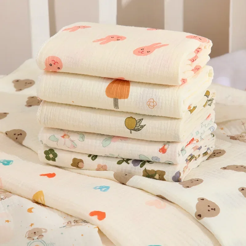 Baby Swaddle Decke Doppel Schicht Musselin Cartoon Druck Weiche Neugeborenen Baumwolle Swaddling Wrap Baby Kinderwagen Abdeckung Bettwäsche 80*80 cm