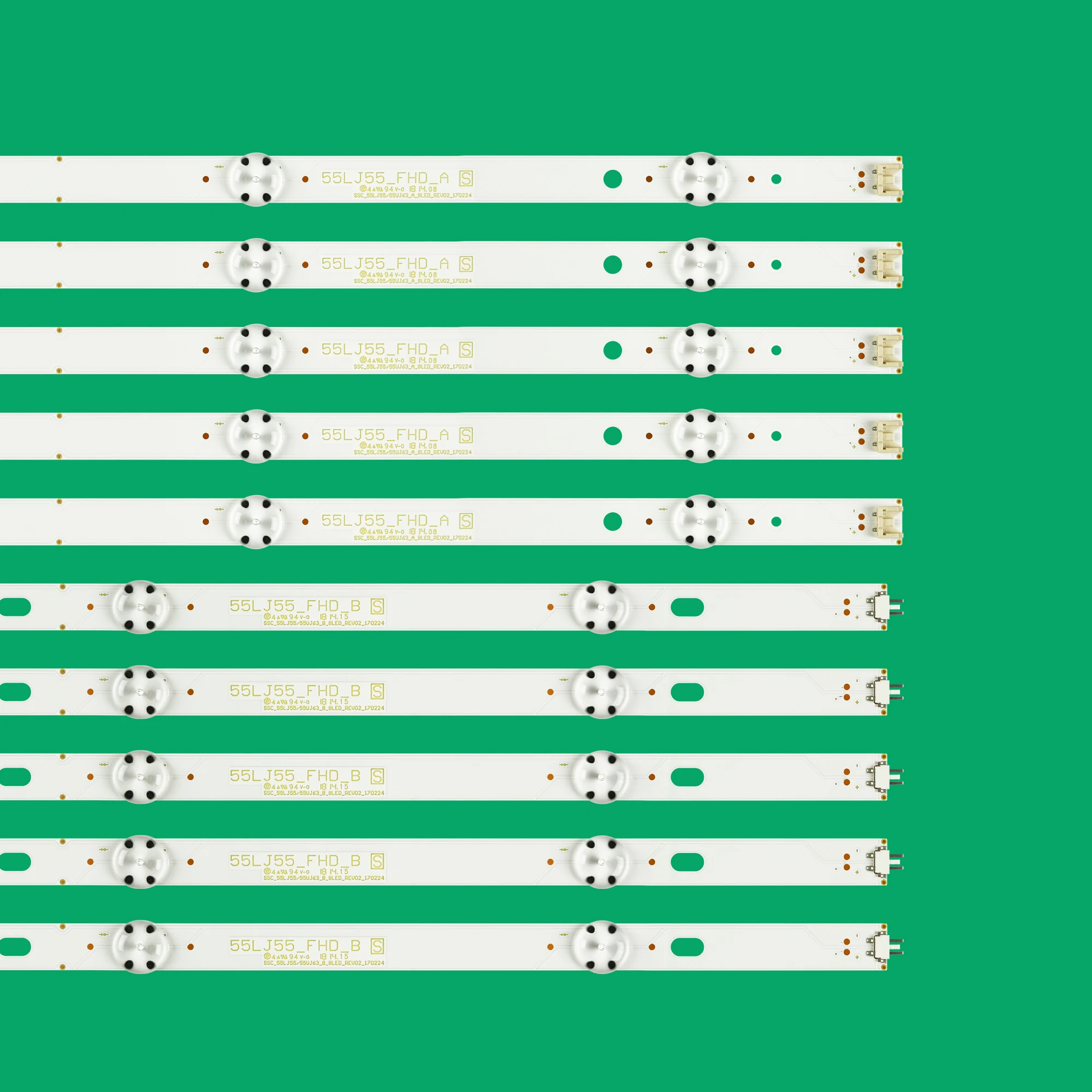 10 unids/set puntada de retroiluminación LED para 55UJ630V 55UJ6300 55UJ635V 55UJ63_UHD_A 55UJ63_UHD_B 55LJ55_FHD_A 55LJ55_FHD_B SSC_55LJ55