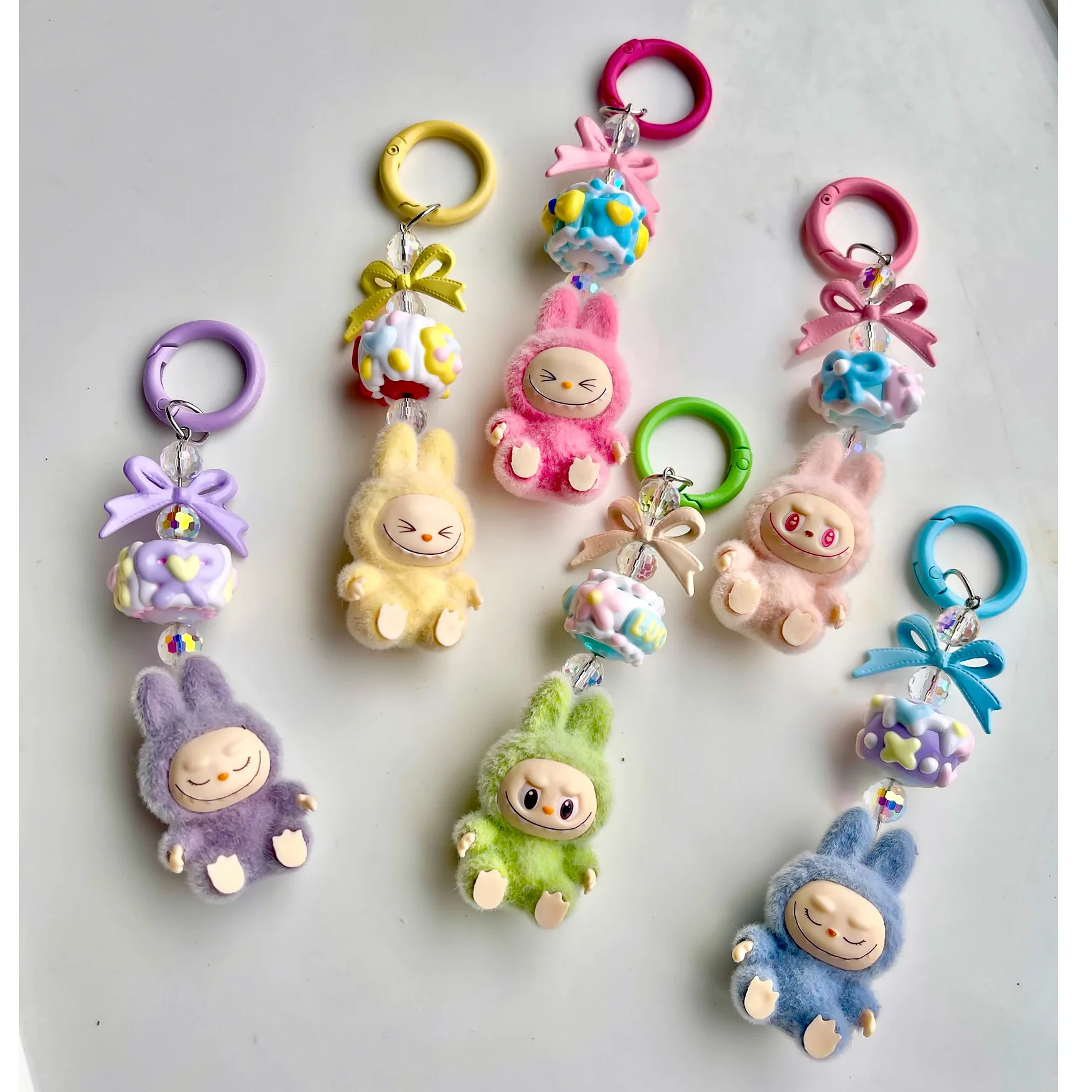 Новый рождественский брелок с частицами Labubu kawaii, сумка для мобильного телефона, брелок для ключей, Рождественский подарок