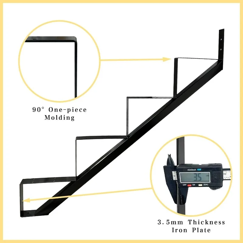 Metal Stair Step Stringers,Step Steel Riser Stringer for Height Deck(Matt Black)
