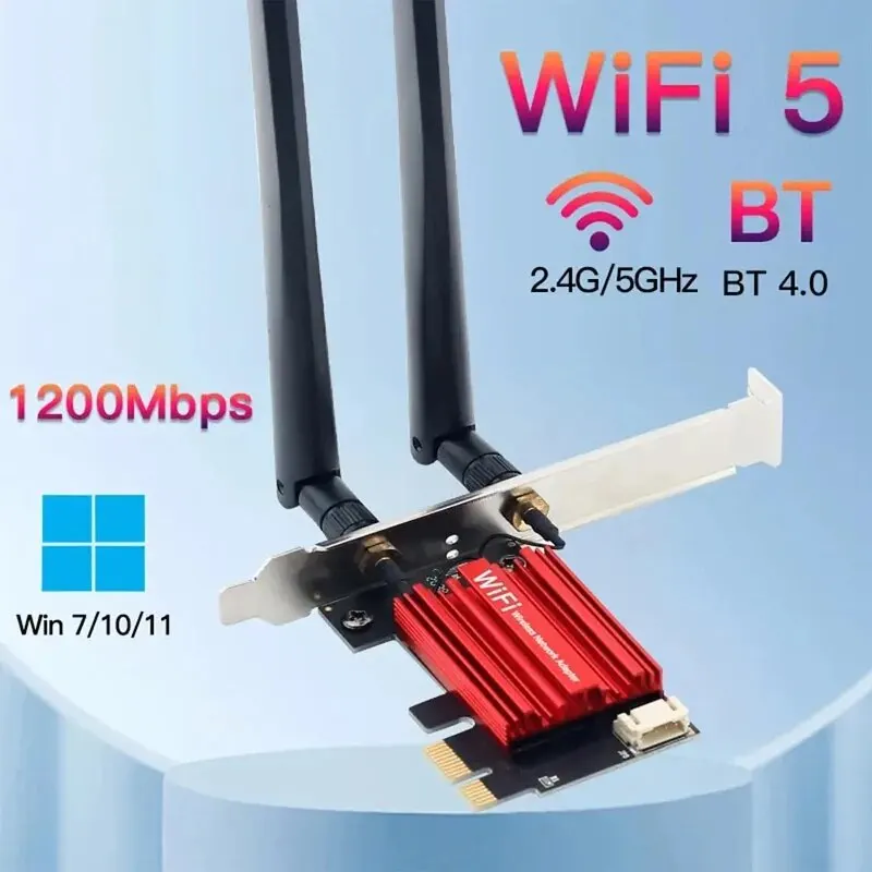 Беспроводной Адаптер Wi-Fi 5 AC1200, Двухдиапазонный, 2,4 ГГц/5 ГГц, 802.11AC С Bluetooth 4.0 Для Настольного Ноутбука