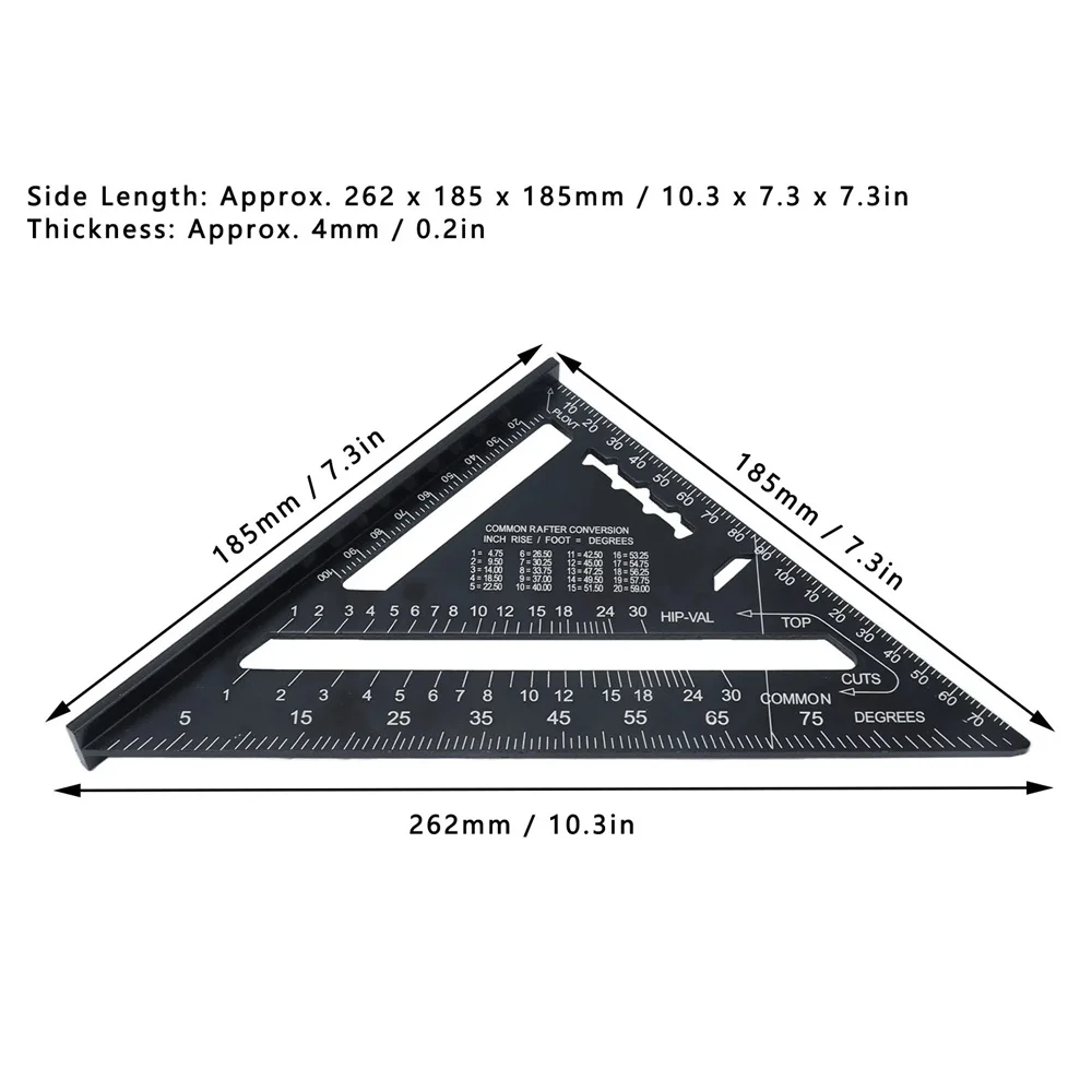 90°Triangle Carpenter Square Ruler 7 Inch High Precision Speed ​​Square Angle Metric ProtractorWood Working Tool Triangle Ruler