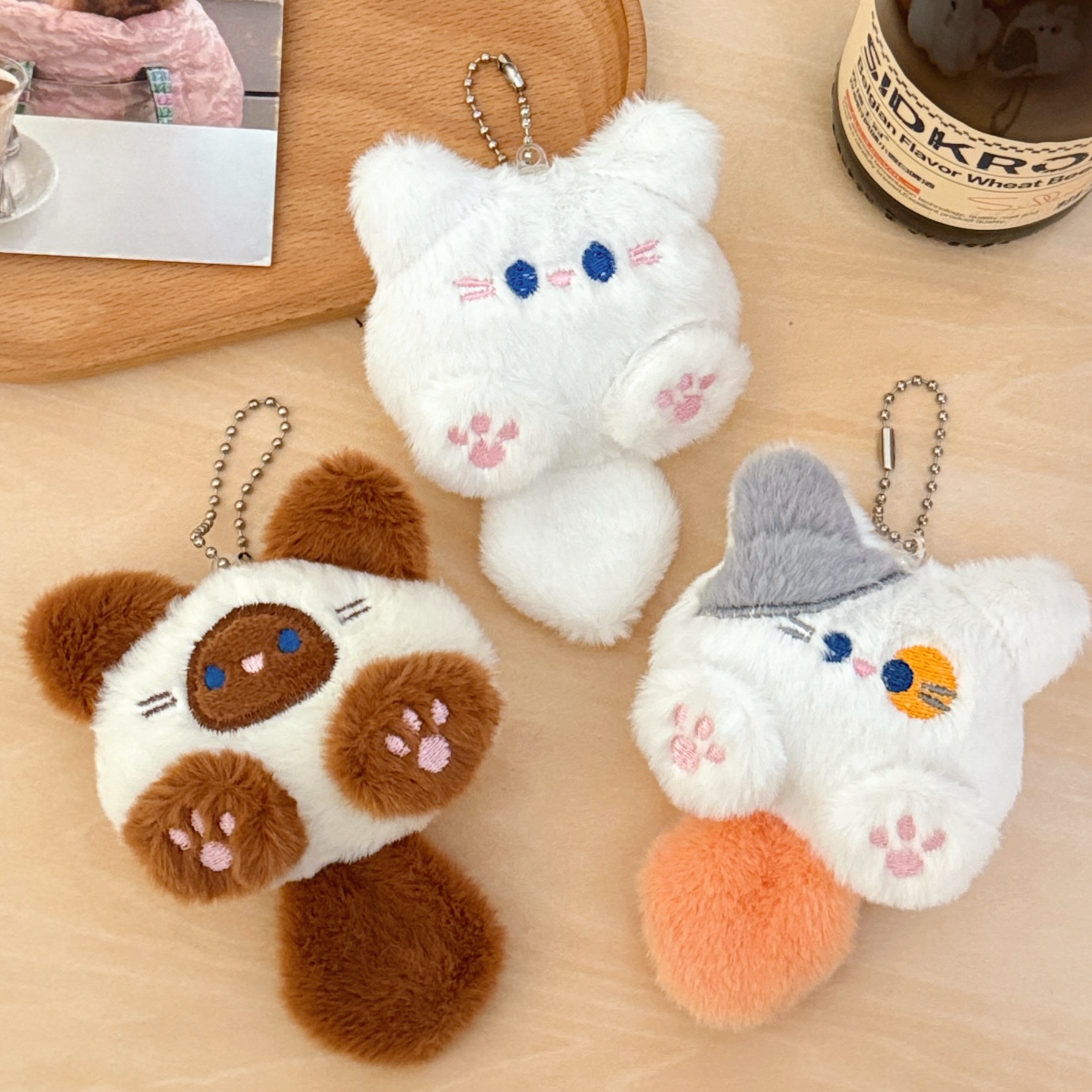 Cute Plush Kitten Doll Pendant Girl Backpack Doll Pendant Couple Bag Keychain Decoration Small Gift