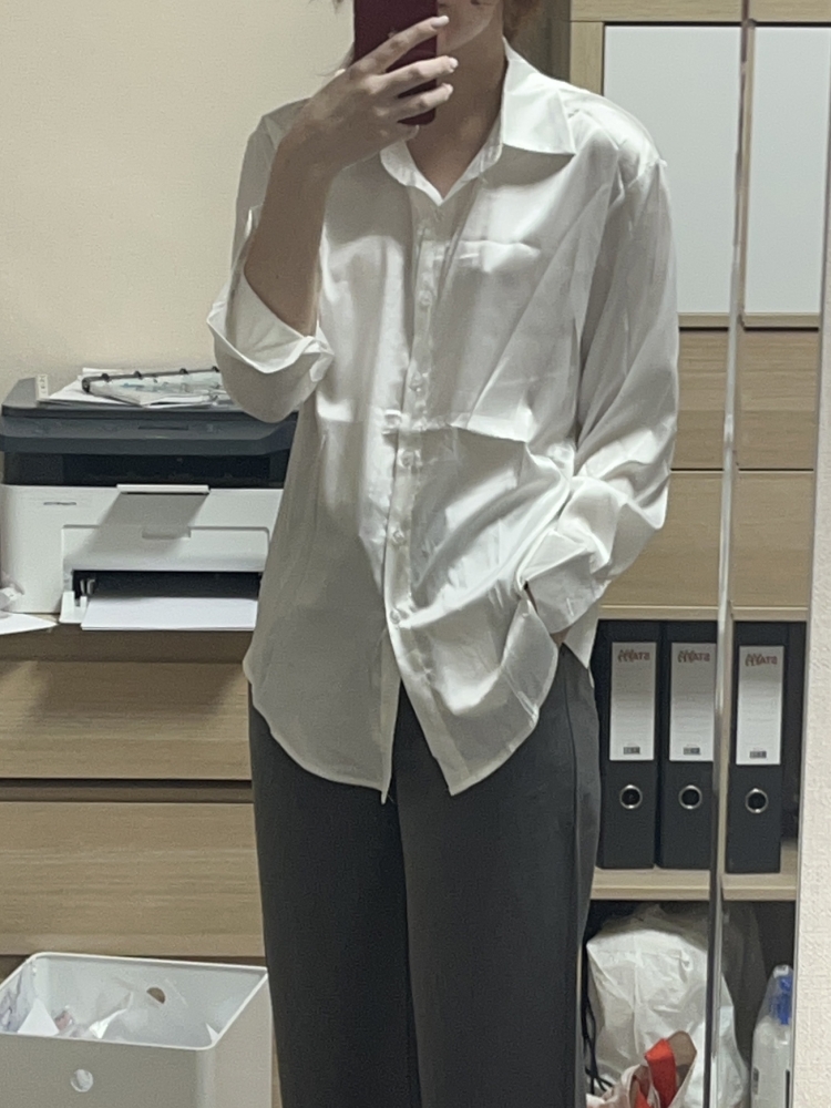 Camisa solta de cetim feminina, gola virada para baixo, blusa feminina, vintage, casual, tops de seda, elegante, primavera, outono