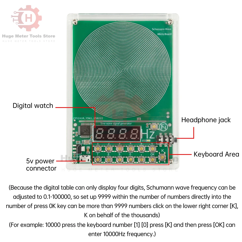 DC 5V 0.01Hz~100000Hz Adjustable Frequency 7.83HZ Schumann Wave Generator Sine Wave Signal Generator Micro USB Interface
