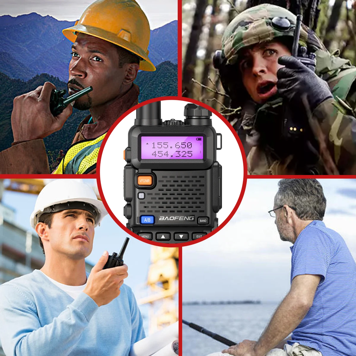 Baofeng UV5R True 8W Portable Walkie Talkie Long Range VHF/UHF Dual Band  Rechargeable Two Way Radio Amateur for Camping Hunting