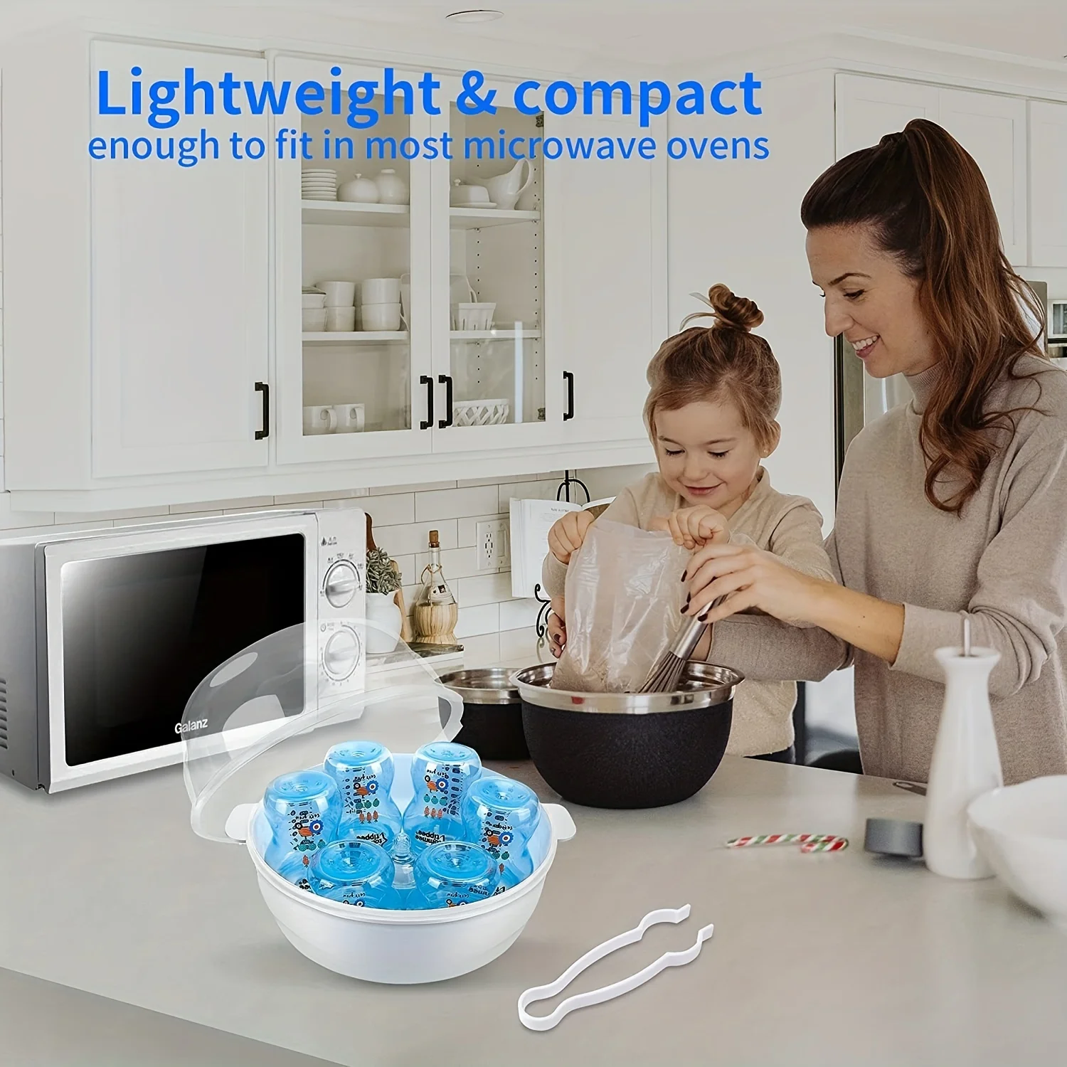 Magnetron Stoomsterilisator voor Babyflessen Temperatuur Tepel Sterilisator Flessenhouder Opbergdoos Babyflessenwarmer BPA-vrij