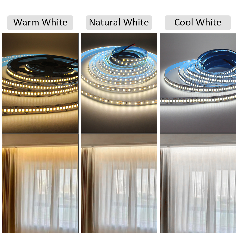 Mjjc 5M 12V แถบไฟ LED SMD 2835เทป LED 120LED/M 240LED/m น้ำแข็งสีฟ้าอบอุ่นสีขาวเย็นยืดหยุ่นริบบิ้นการตกแต่งบ้านไฟ
