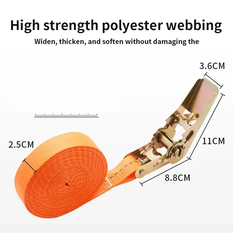 Correias de carga de amarração com fivela de metal resistente para carro e caminhão - cinto de catraca forte para transporte seguro de bagagem e carga