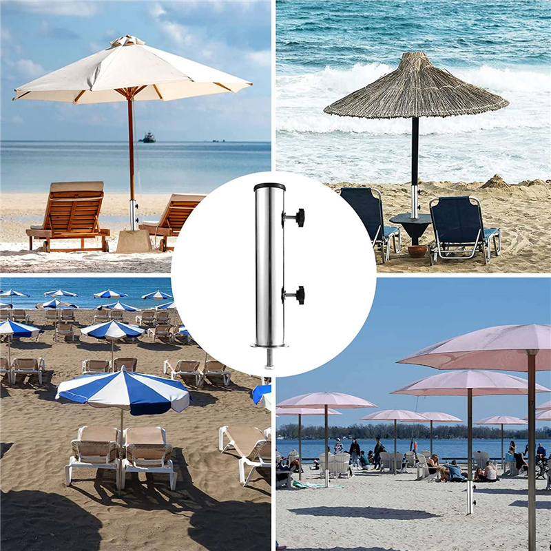 A04I Umbrella Pole Mount Stand Tube Set, Outdoor Parasol Base Holder Insert Pipe Sleeve, for Outside Garden Backyard Balcony